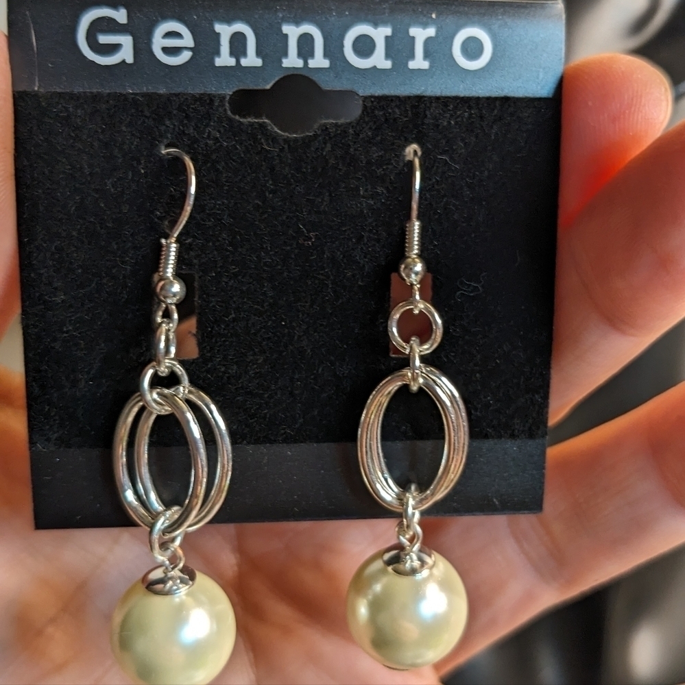 Gennaro Silver‎ Tone Drop Earrings